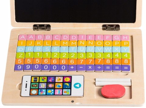 DREWNIANY LAPTOP EDUKACYJNY TABLICA MAGNETYCZNA ECOTOYS