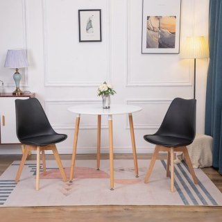 KOMPLET 4 KRZESEŁ DO SALONU JADALNI Z PODUSZKĄ EKOSKÓRA CZARNE MODERNHOME