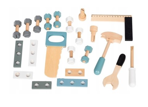 STÓŁ NARZĘDZIOWY DREWNIANY WARSZTAT 32 ELEMENTY ZABAWKI ECOTOYS