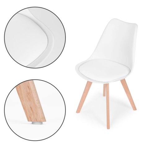 ZESTAW 4 KRZESEŁ KRZESŁO DO SALONU JADALNI Z PODUSZKĄ BIAŁE MODERNHOME