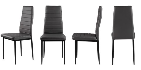 ZESTAW KRZESEŁ DO JADALNI SALONU Z EKOSKÓRY 4 SZTUKI WYSOKIE OPARCIE SZARE MODERNHOME