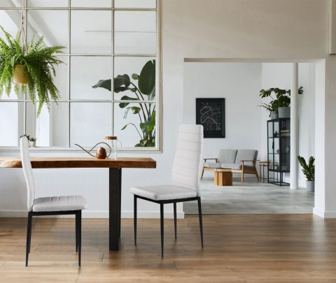 ZESTAW KRZESEŁ DO JADALNI SALONU Z KRZESŁO EKOSKÓRY 4 SZTUKI WYSOKIE OPARCIE BIAŁE MODERNHOME