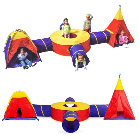 ZESTAW NAMIOTÓW DLA DZIECI 7W1 DOMKI + 4 TUNELE IPLAY