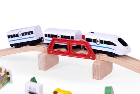 DREWNIANA KOLEJKA TOR POCIĄG NA BATERIE FARMA 53 ELEMENTY ECOTOYS