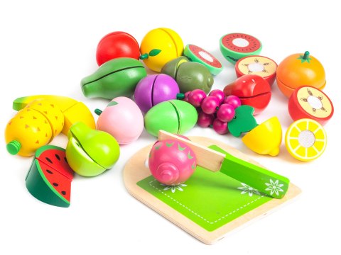 DREWNIANE OWOCE DO KROJENIA 20 SZTUK ECOTOYS
