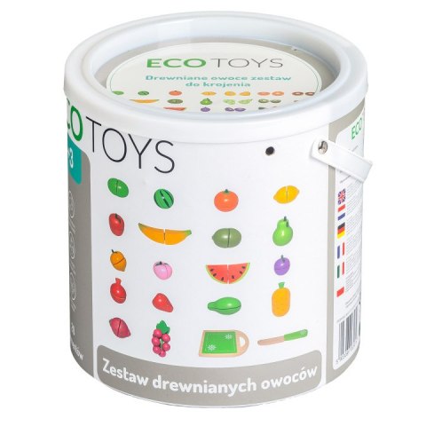 DREWNIANE OWOCE DO KROJENIA 20 SZTUK ECOTOYS