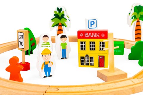 DREWNIANY POCIĄG KOLEJKA 74 ELEMENTY ECOTOYS