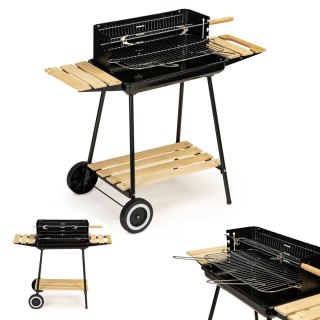 GRILL OGRODOWY WĘGLOWY Z PÓŁKAMI REGULACJA 2 RUSZTY PRZENOŚNY MULTIGARDEN