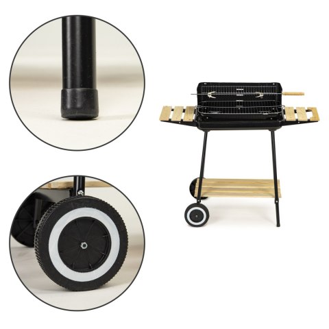 GRILL OGRODOWY WĘGLOWY Z PÓŁKAMI REGULACJA 2 RUSZTY PRZENOŚNY MULTIGARDEN