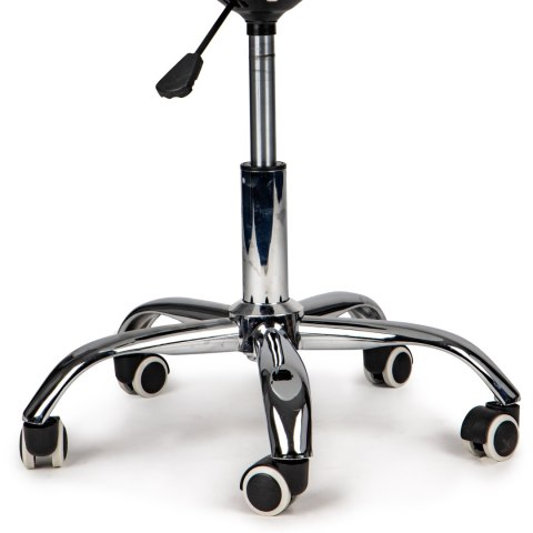 KRZESŁO OBROTOWE BIUROWE FOTEL Z PODNOŚNIKIEM PODUSZKĄ CHROMOWANE NOGI BIAŁE MODERNHOME