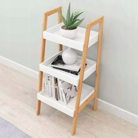 REGAŁ SZAFKA STOLICZEK NOCNY 3 PÓŁKI BAMBUSOWY STELAŻ