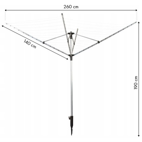 SUSZARKA OGRODOWA NA PRANIE 60 M POWIERZCHNI SUSZENIA ŚWIDER DO MONTAŻU + POKROWIEC GRATIS MODERNHOME