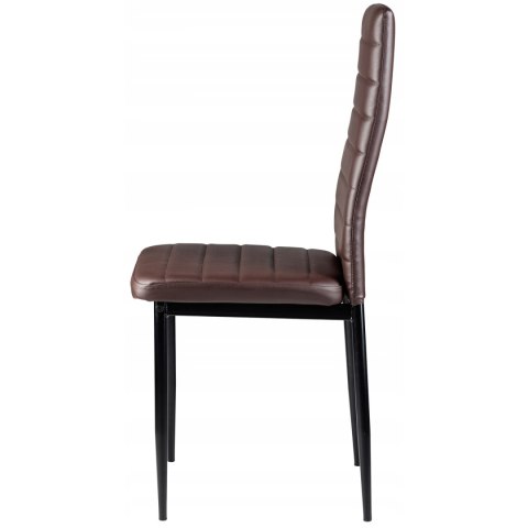 ZESTAW KRZESEŁ DO JADALNI SALONU Z EKOSKÓRY 4 SZTUKI WYSOKIE OPARCIE BRĄZOWE MODERNHOME