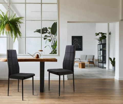 ZESTAW KRZESŁA KRZESŁO TAPICEROWANE DO JADALNI I SALONU 4 SZTUKI CZARNE MODERNHOME