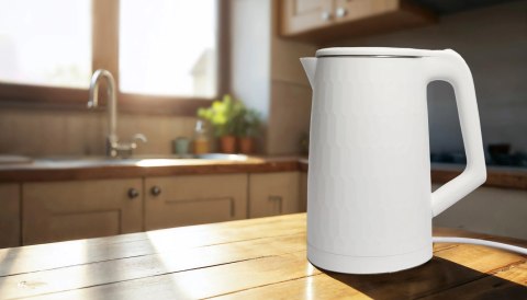 CZAJNIK ELEKTRYCZNY BEZPRZEWODOWY TURYSTYCZNY 1500 W 1.8 L OBROTOWY BIAŁY