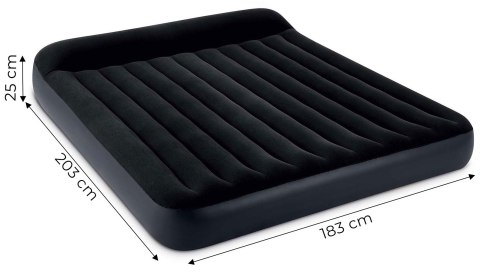 DUŻY MATERAC DMUCHANY DWUOSOBOWY 203X183X25 CM ŁÓŻKO Z ZAGŁÓWKIEM INTEX 64144