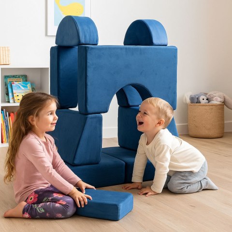 FOTEL MODUŁOWY DLA DZIECI DIY 8 MIĘKKICH PODUCH SKŁADANY - NIEBIESKI ECOTOYS