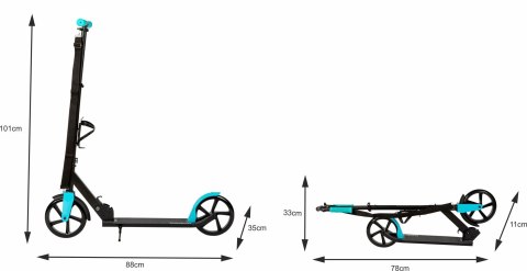 HULAJNOGA MIEJSKA DLA DZIECI I MŁODZIEŻY SKŁADANA REGULACJA WYSOKOŚCI 91-101 CM KOŁA 200 MM UCHWYT NA BIDON