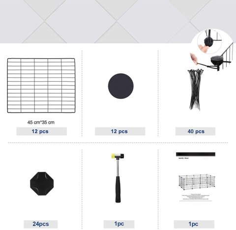 KOJEC MODUŁOWY ZAGRODA DLA MAŁYCH ZWIERZĄT GRYZONI CHOMIKA ŚWINKI MORSKIEJ CZARNY