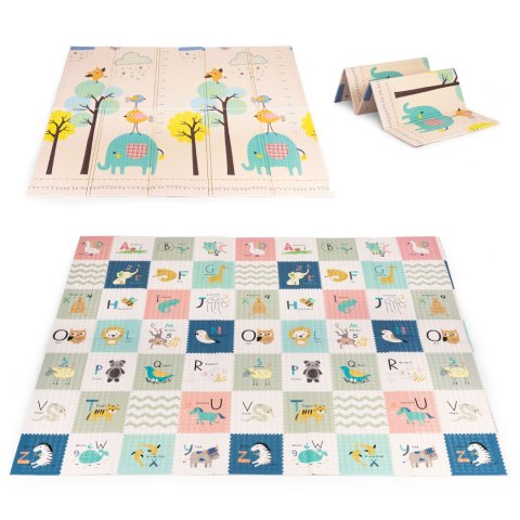 MATA PIANKOWA DLA DZIECI 200X180 CM EDUKACYJNA DWUSTRONNA SKŁADANA MIARKA WZROSTU ALFABET ECOTOYS