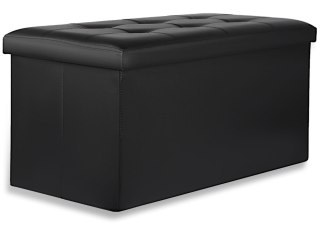 PUFA ZE SCHOWKIEM SIEDZISKO SKRZYNIA OTWIERANA 80X40 CM PIKOWANA CZARNA