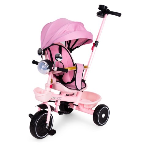ROWEREK TRÓJKOŁOWY DLA DZIECI SPACERÓWKA OBRACANE SIEDZISKO PCHACZ RÓŻOWY ECOTOYS