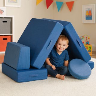 SOFA MODUŁOWA DUŻA SKŁADANA DLA DZIECI DIY 8 MIĘKKICH PODUCH - NIEBIESKA ECOTOYS