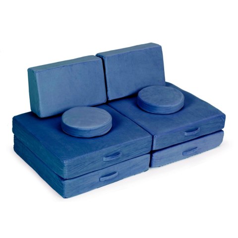 SOFA MODUŁOWA DUŻA SKŁADANA DLA DZIECI DIY 8 MIĘKKICH PODUCH - NIEBIESKA ECOTOYS