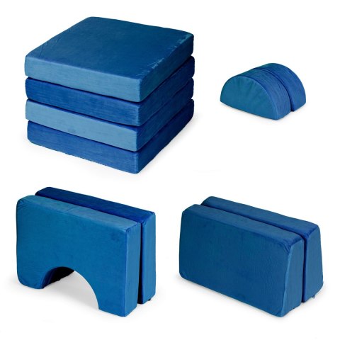 SOFA SKŁADANA MODUŁOWA DLA DZIECI DUŻA 2-OSOBOWA DIY 10 MIĘKKICH PODUCH - NIEBIESKA ECOTOYS