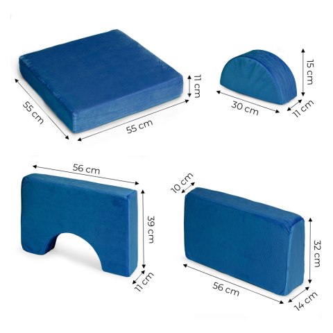 SOFA SKŁADANA MODUŁOWA DLA DZIECI DUŻA 2-OSOBOWA DIY 10 MIĘKKICH PODUCH - NIEBIESKA ECOTOYS