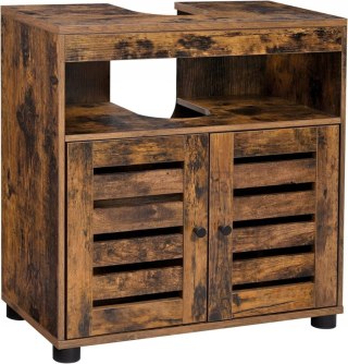 SZAFKA ŁAZIENKOWA POD UMYWALKĘ REGAŁ KOMODA Z REGULOWANĄ PÓŁKĄ RUSTYKALNY BRĄZ