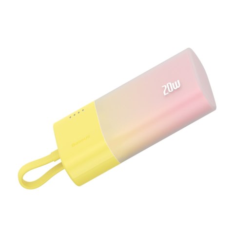Powerbank Popsicle 5200mAh 20W z kablem Lightning 60W/20V/3A/30cm - zółto-różowy