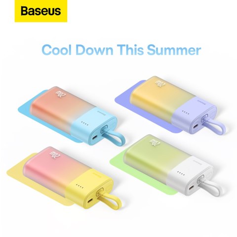 Powerbank Popsicle 5200mAh 20W z kablem Lightning 60W/20V/3A/30cm - zółto-różowy