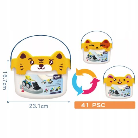 Klocki Magnetyczne Pojazdy Budowlane Drogowe Komplet Zestaw 6 pojazdów