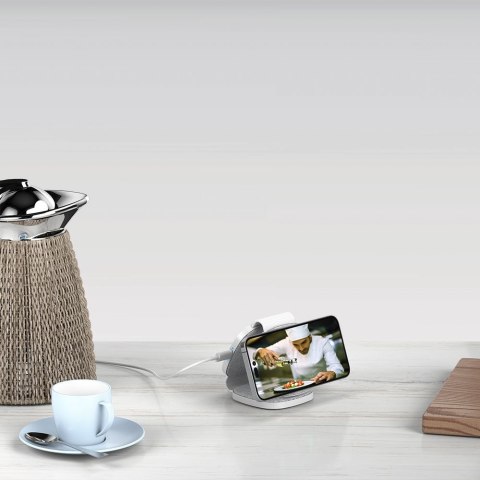 Ładowarka indukcyjna 3w1 na smartfon Apple Watch AirPods MagSafe - szara