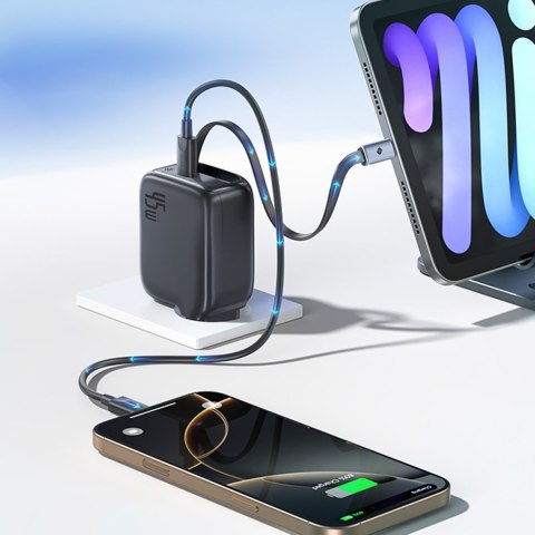 Ładowarka sieciowa USB-C ze zwijanym kablem USB-C EnerCore CJ11 45W - czarna