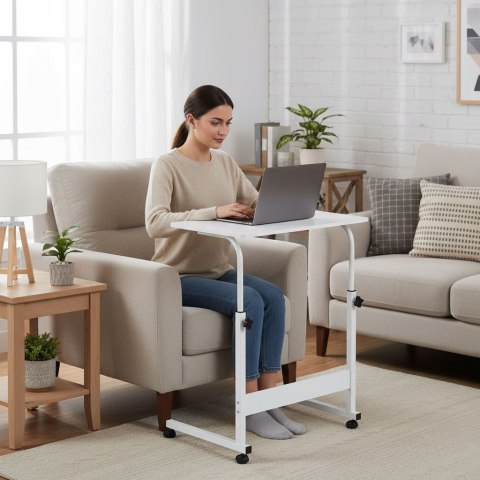 Mobilny stolik pod laptopa biurko dostawiane do fotela kanapy biały ModernHome