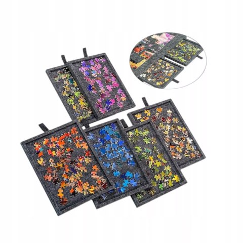 Ogromna mata filcowa do puzzli Stolik zamykany 6 szuflad organizer 77x54 cm