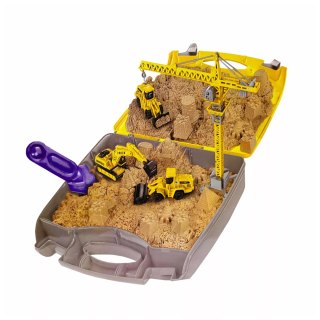 Piasek Kinetyczny dla dzieci z Pojazdami Budowlanymi i Żurawiem w Walizce