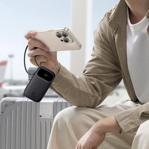 Powerbank 10000mAh 45W z kablami USB-C iPhone Lightning EnerFill FC31 - czarny