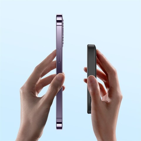 Powerbank indukcyjny 6000mAh 20W z kablem USB-C Magnetic Mini Air - czarny