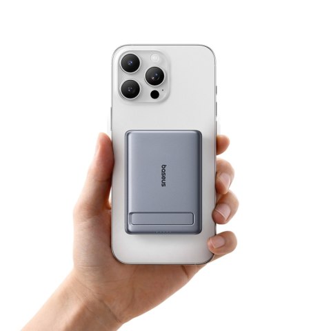 Powerbank ultracienki 5000mAh z podstawką kablem PicoGo AM31 Qi2 MagSafe 20W - szary