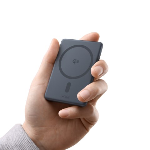 Powerbank ultracienki 5000mAh z podstawką kablem PicoGo AM31 Qi2 MagSafe 20W - szary