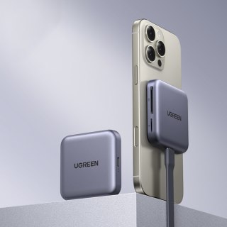 Czytnik kart pamięci z ładowarką magnetyczny 3w1 100W PD - szary