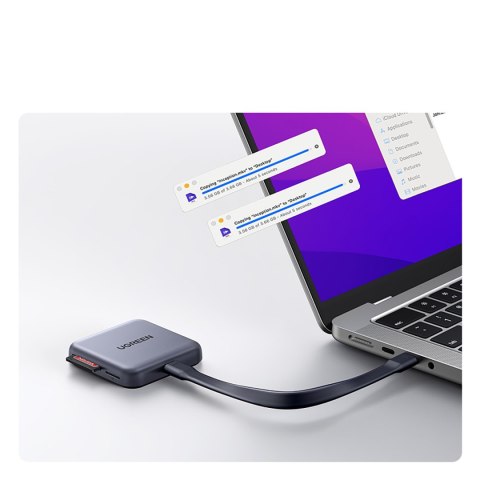 Czytnik kart pamięci z ładowarką magnetyczny 3w1 100W PD - szary