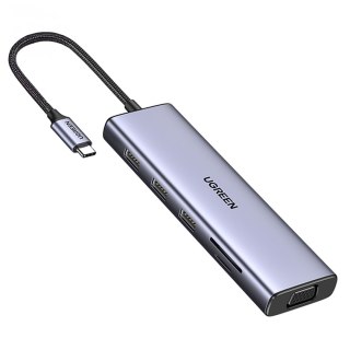 HUB rozdzielacz 10w1 USB-C na USB-C USB-A HDMI Ethernet SD TF minijack - szary