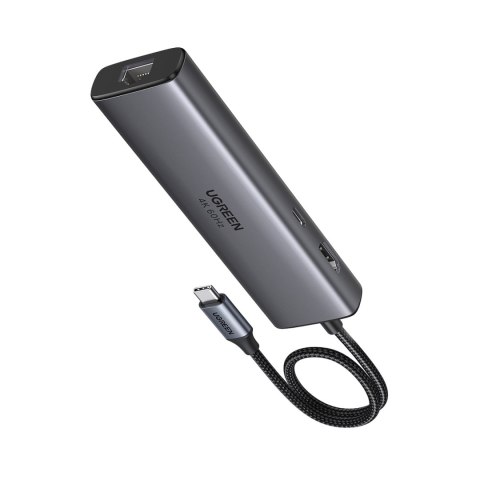 HUB rozdzielacz 6w1 USB-C na HDMI USB-C USB-A Ethernet - szary
