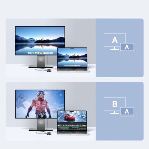 HUB rozdzielacz 6w1 USB-C na HDMI USB-C USB-A Ethernet - szary