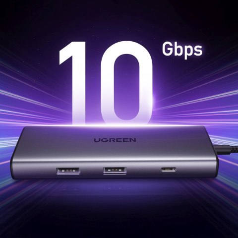 HUB rozdzielacz 7w1 USB-C na HDMI USB-C USB-A SD TF - szary