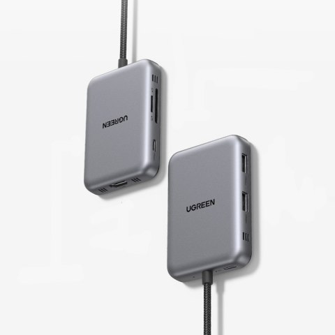 HUB rozdzielacz 7w1 USB-C na HDMI USB-C USB-A SD TF - szary